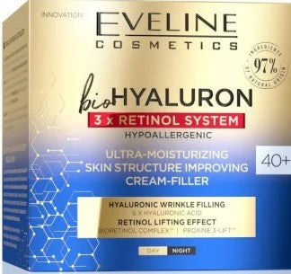 Eveline BioHyaluron 3x Retinol System 40+ Ultra-Moisturizing Cream-Filler Improving Skin Structure 50ml