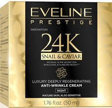 Eveline Prestige 24K Snail & Caviar - Luxury Intensive Firming Anti-Wrinkle Night Cream 50ml