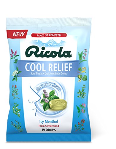 Ricola Max Strength Cool Relief Sore Icy Menthol Throat 19CT