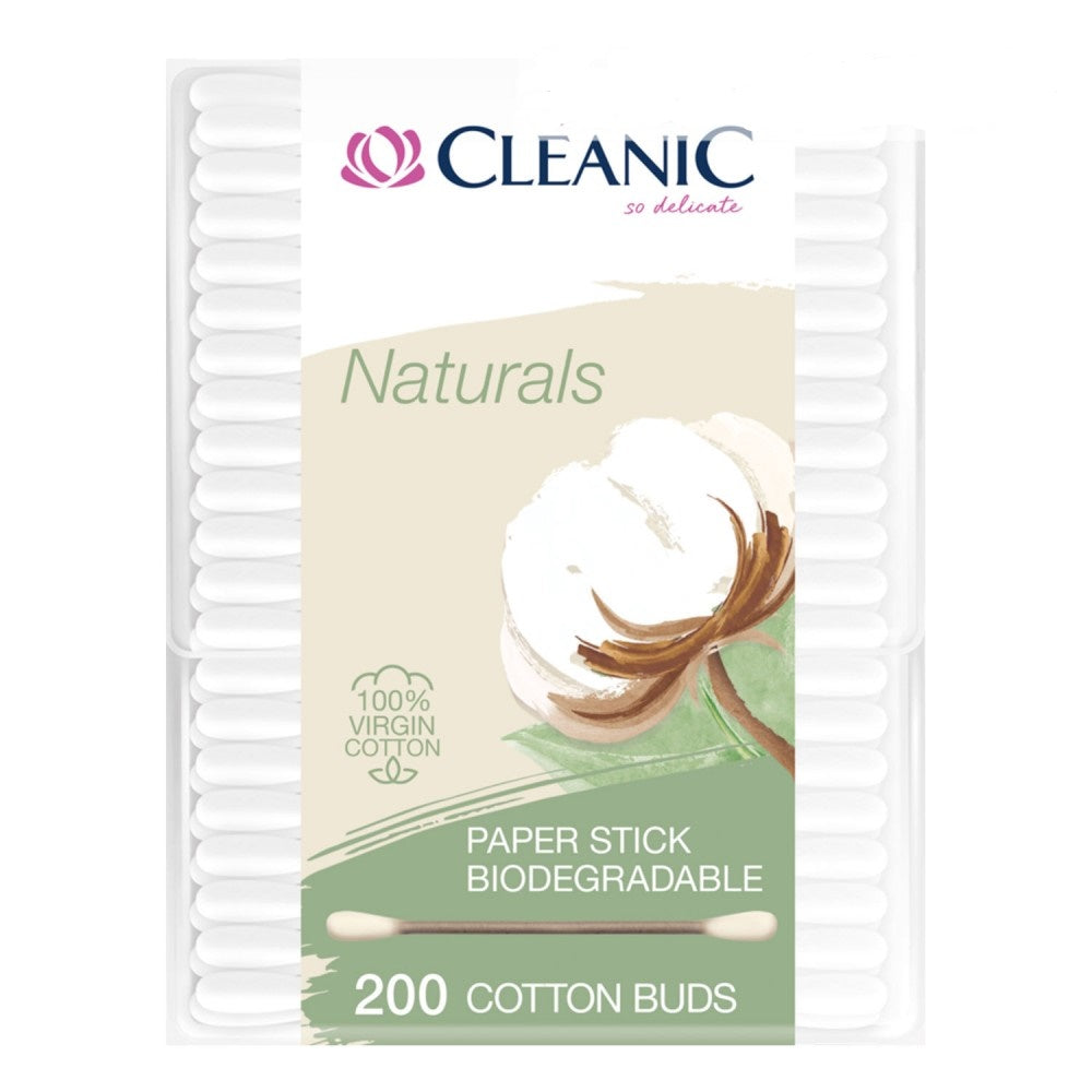 Cleanic Cotton Naturals Virgin Cotton Biodegradabe Sticks (200 Pieces)