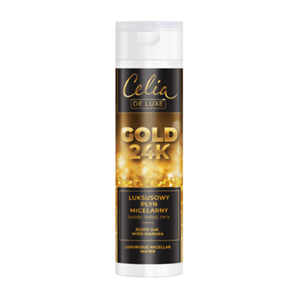 CELIA DELUXE GOLD 24K Luxurious Micellar Water – 200 ml The unique formula additionally moisturizes and tones the skin, making it silky soft.