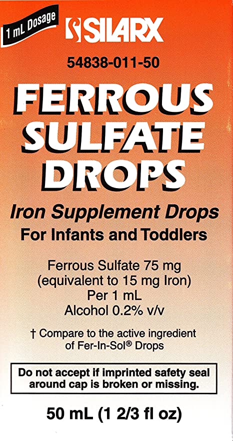 Silarx  Ferrous Sulfate Drops with Iron for Infants & Toddlers 50ml