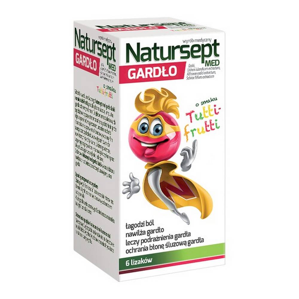 Naturesept Med Sore Throat  Lollipops Tutti-frutti Flavor (6 lollipops) 48g