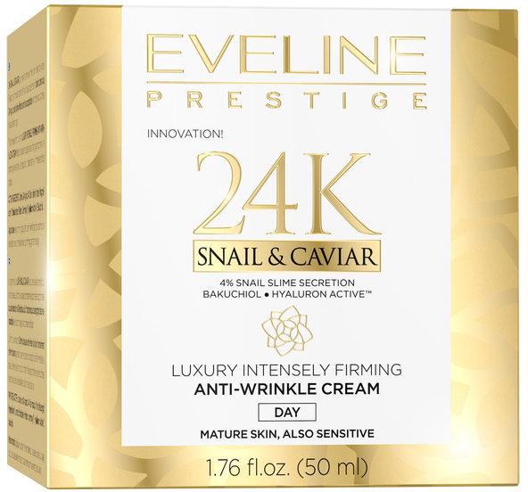 Eveline Prestige 24K Snail & Caviar - Luxury Intensive Firming Anti-Wrinkle Day Cream 50ml