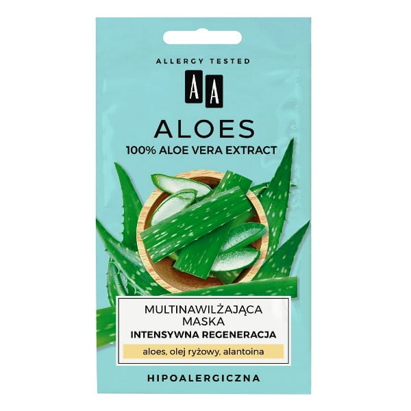 AA Aloe 100% Aloe Vera Extract Multi-Moisturizing Face Mask Intensive Regeneration 2x4ml